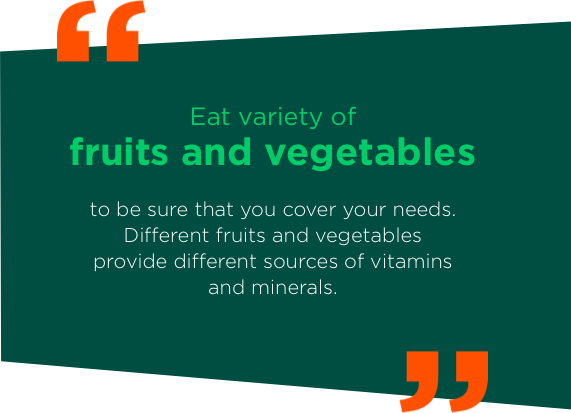 Quote – Eating a variety of different fruits and vegetables can ensure that all your body’s nutritional needs are taken care of.